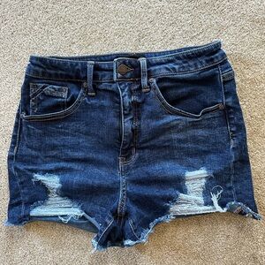 Buckle Dark Blue Distressed Jean Shorts
